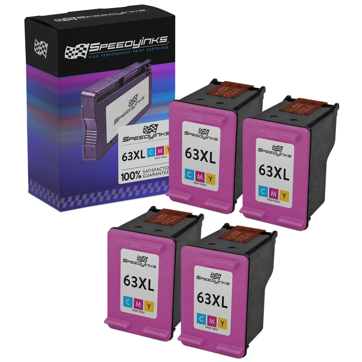 SpeedyInks SpeedyInks remanufactured HP 63XL colour 4-pack ink cartridges (genuine brands) — product photo