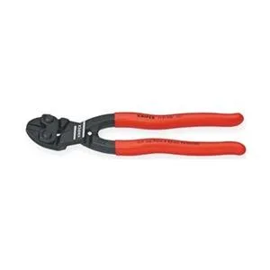 Knipex mini bolt cutter, 8 inch steel jaws, black finish, plastic coated handles