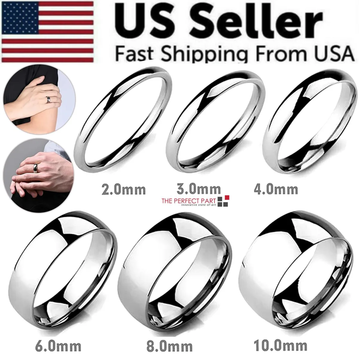 The Perfect Part The Perfect Part Tungsten Carbide Polished Silver Wedding Band 2mm — product photo
