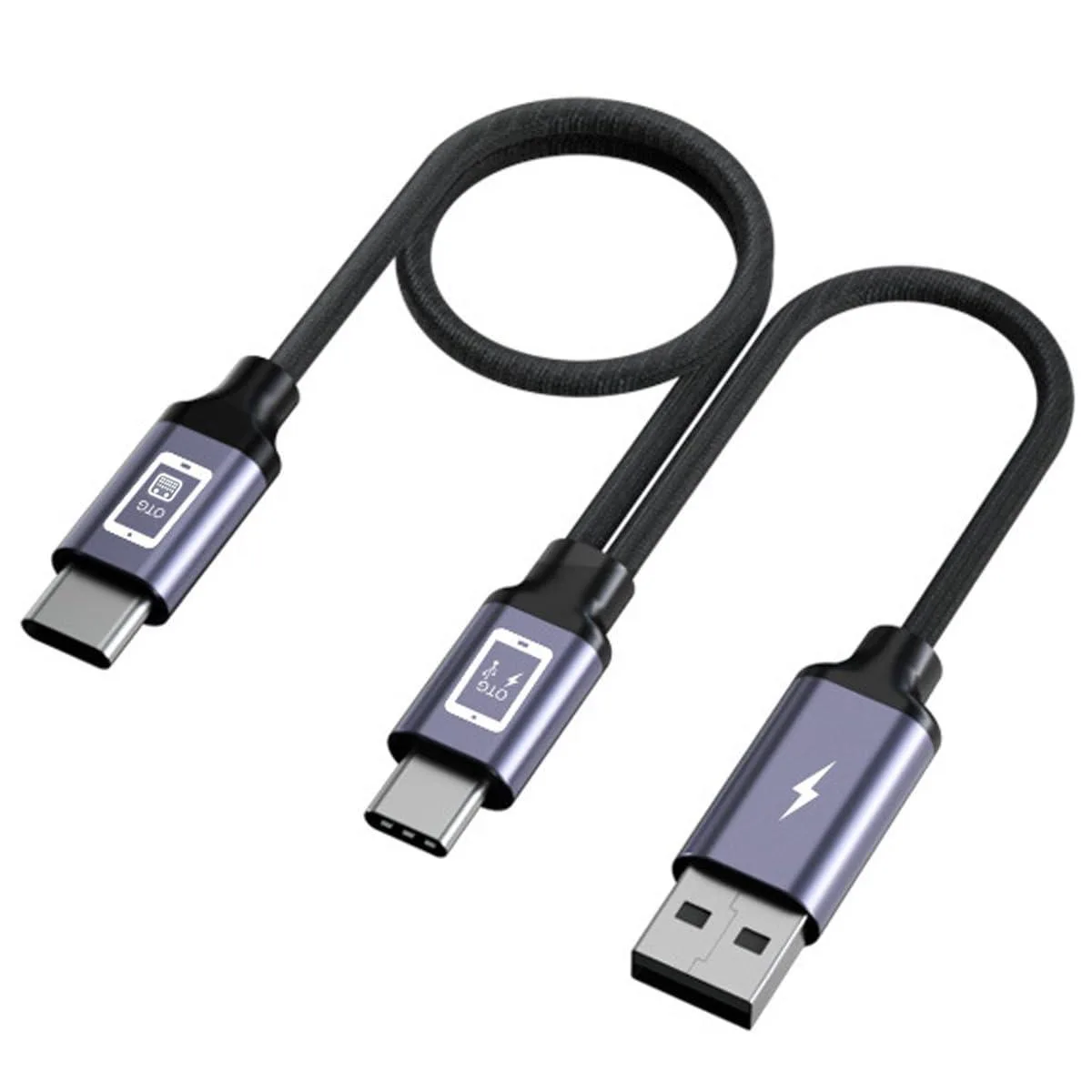 Metallic Y-cable with USB-C, USB-A and USB-C connectors, 15