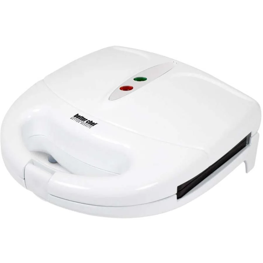 White Better Chef waffle maker with two square grids