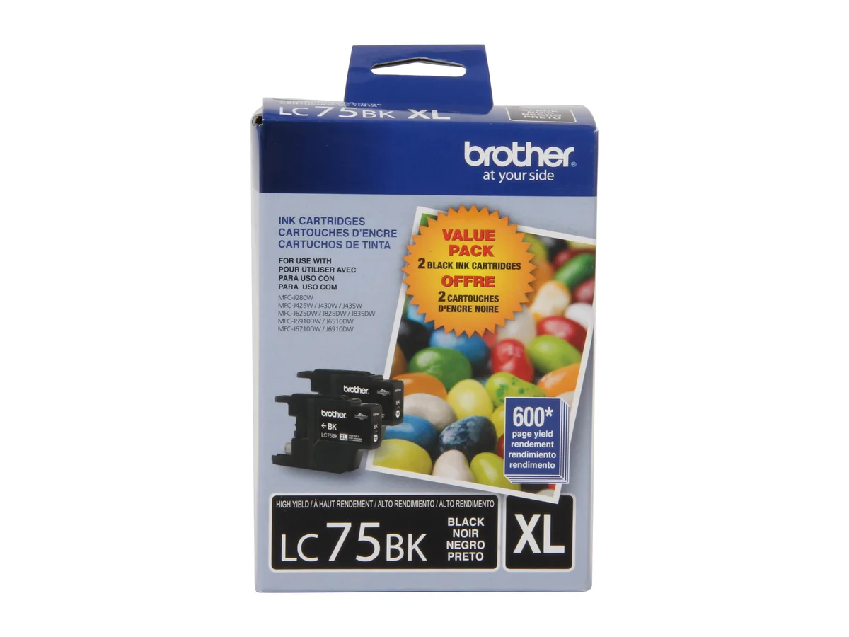 Brother Brother LC752PKS High Yield Ink Cartridges (genuine brands) 2 Pack Black 600 Pages — product photo