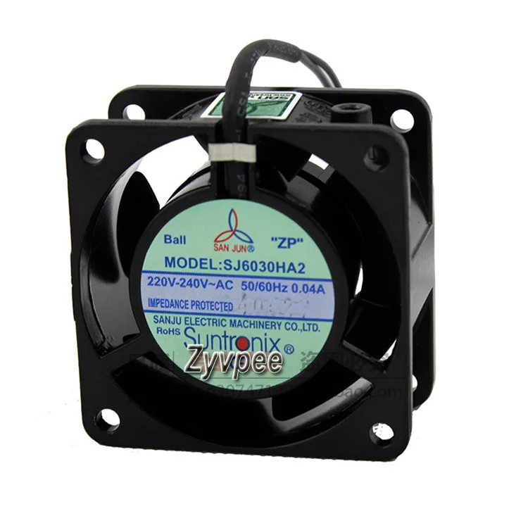 Zyvpee Zyvpee SJ6030HA2 60x30mm AC220V Ball Bearing 2-Wire Case Fan — product photo