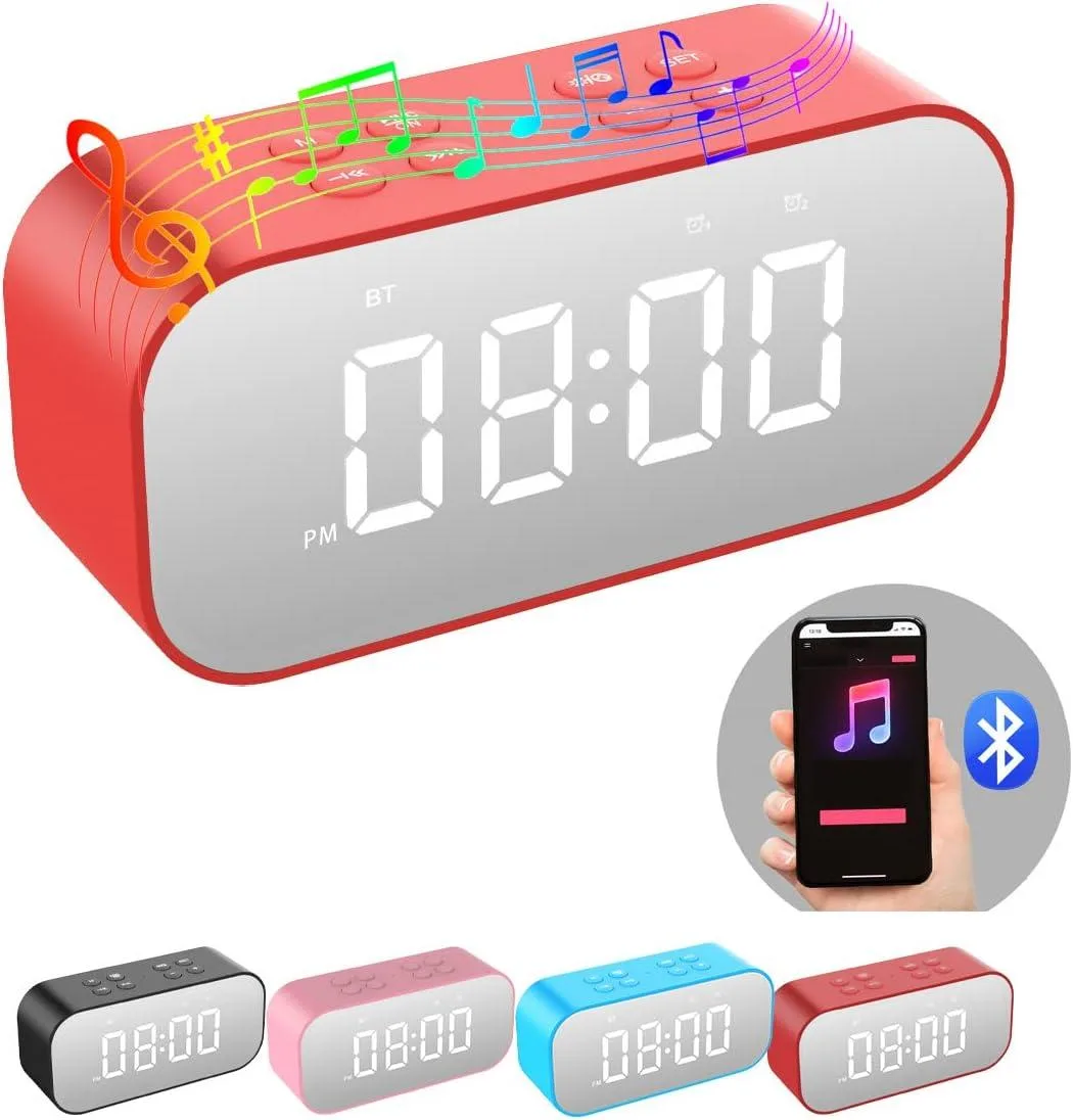 KEHIPI KEHIPI Digital Alarm Clock with Bluetooth Speaker Red 12H — product photo