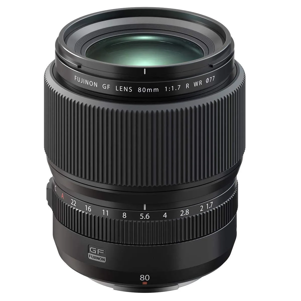 FUJIFILM FUJIFILM GF80mmF1.7 R WR camera lens — product photo