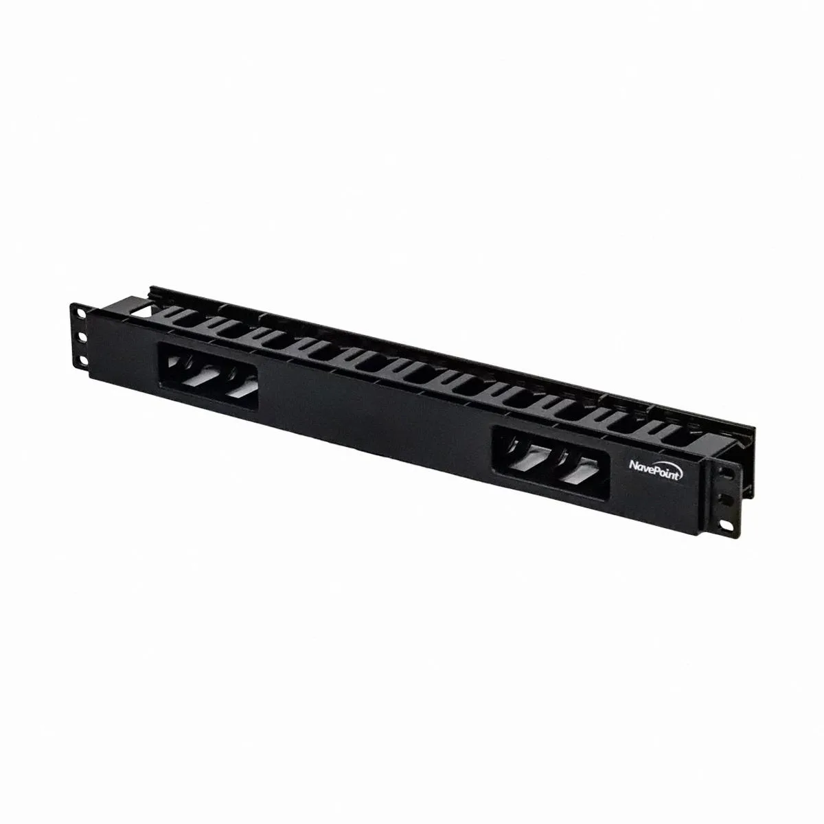 NavePoint NavePoint 00300246 19-Inch 1U Horizontal Cable Management Raceway Duct Panel With Cover Black — product photo