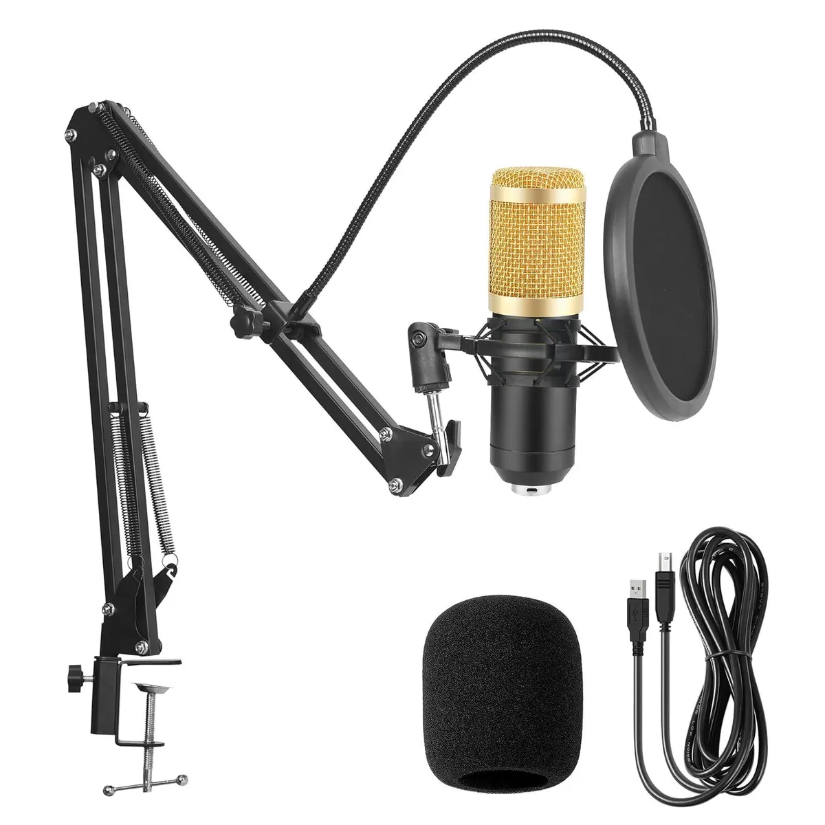  GUHUS BM800 condenser microphone kit gold black 20 dB — product photo