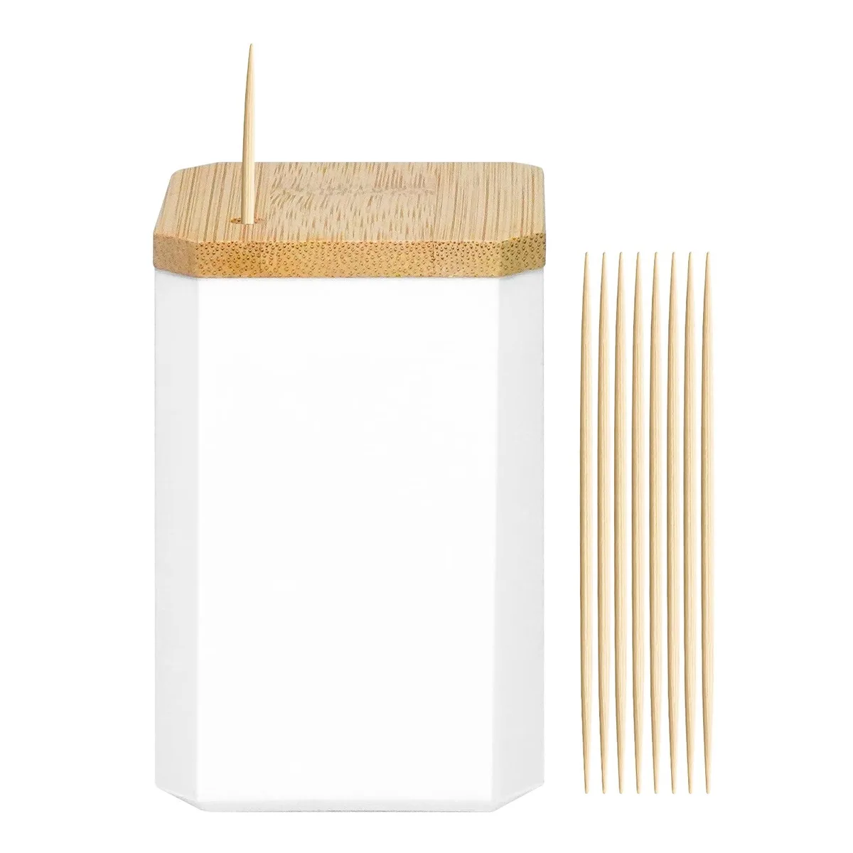 Silver bamboo toothpick holder with 2400 double-ended picks