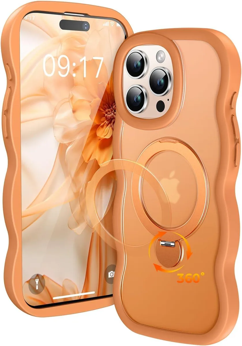 Transcend Transcend Wave Case for iPhone 15 Pro Orange 360 Spin Magnetic Stand — product photo