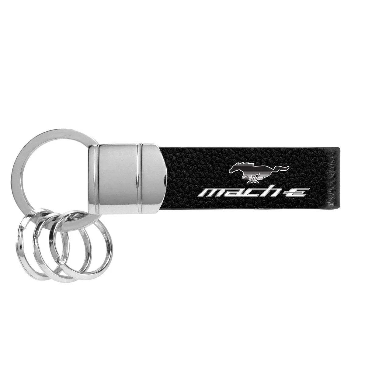 iPick Image, LLC iPick Image, LLC Ford Mustang Mach-E Genuine Black Leather Strap Loop Key Chain car electronics accessory — product photo