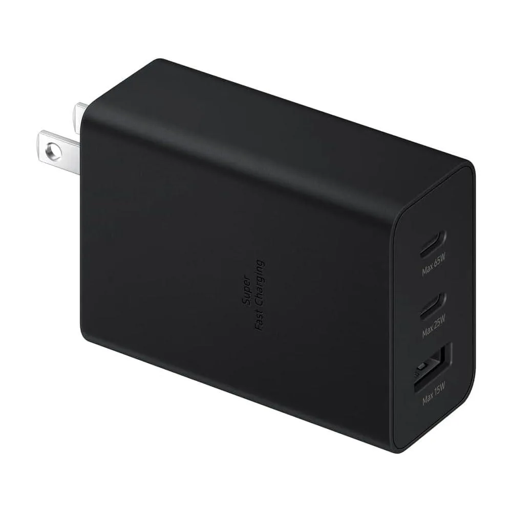Compact white GaN wall charger with three USB-C ports