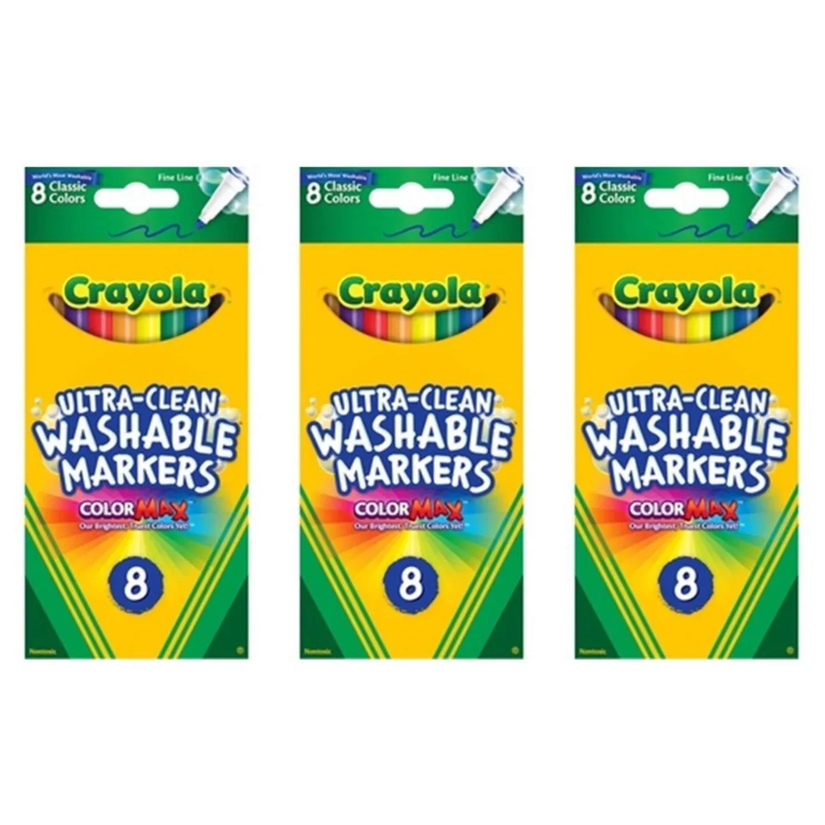 Crayola Crayola SP-52123034911038 Washable Fine Line Markers 8-Count 3-Pack illustration — product photo