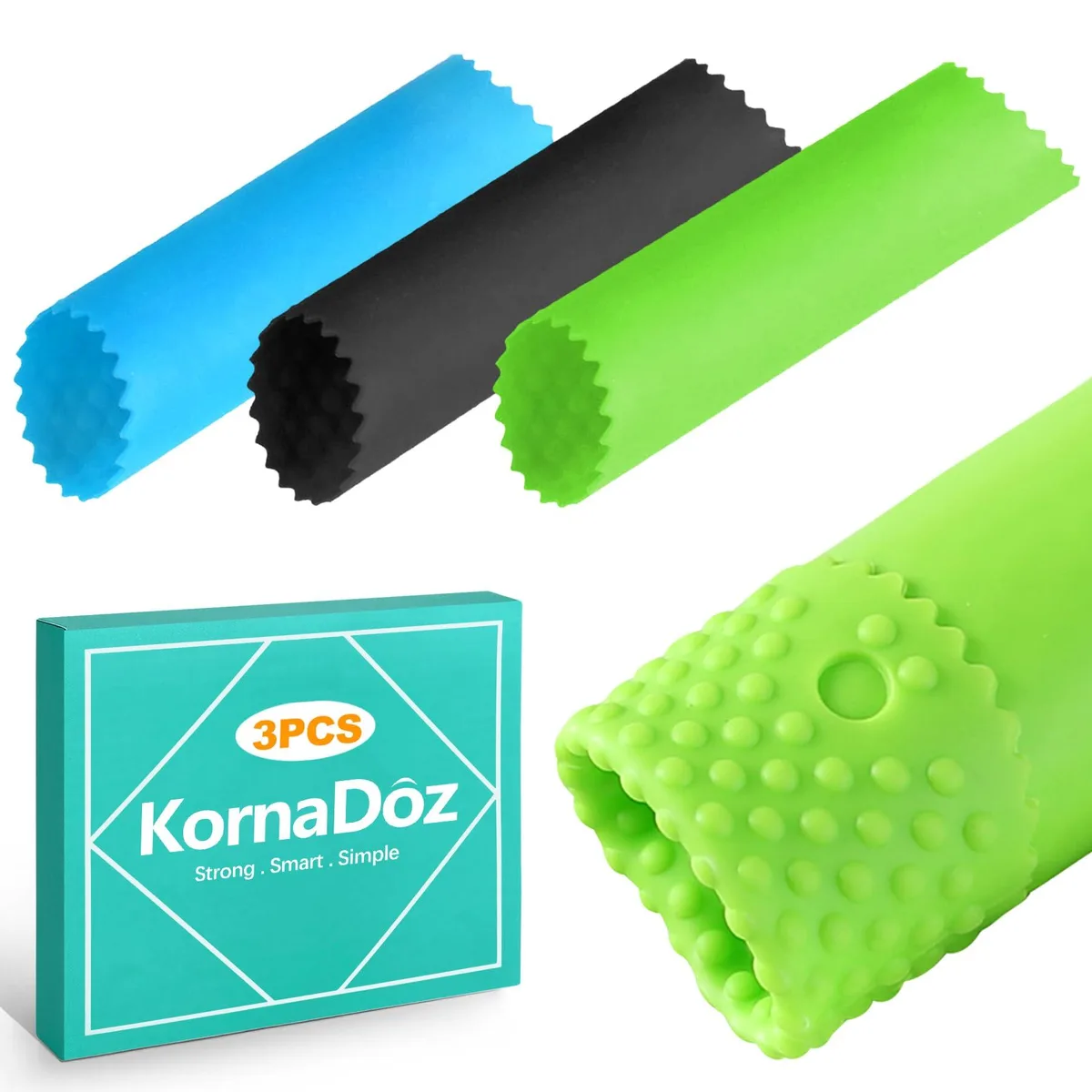 Three silicone garlic peeler tubes in assorted colours