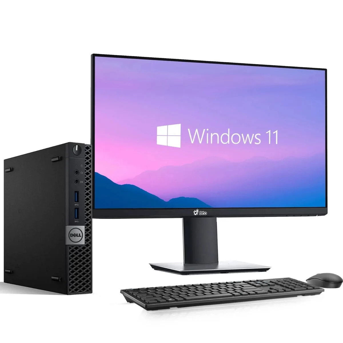 DELL DELL 3070 Tiny desktop PC i7-9700T 16GB DDR4 256GB SSD 24" monitor Windows 11 Pro — product photo