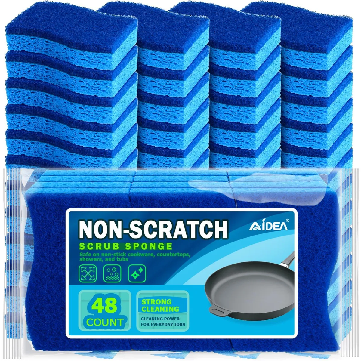Pack of 48 yellow and green S-shaped cellulose scrub sponges, .64 kg