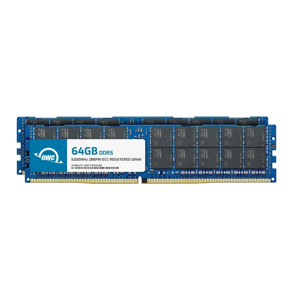 OWC OWC 128GB (2x64GB) DDR5 5200 CL42 2Rx4 ECC Registered RDIMM server RAM — product photo