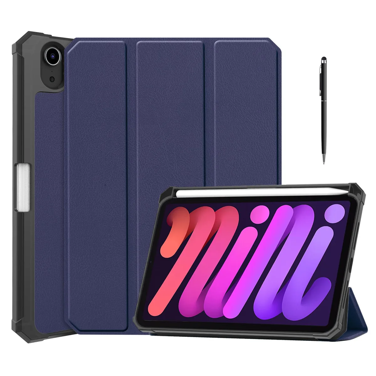 Blue slim smart cover with pencil holder for iPad Mini 8.3 inch