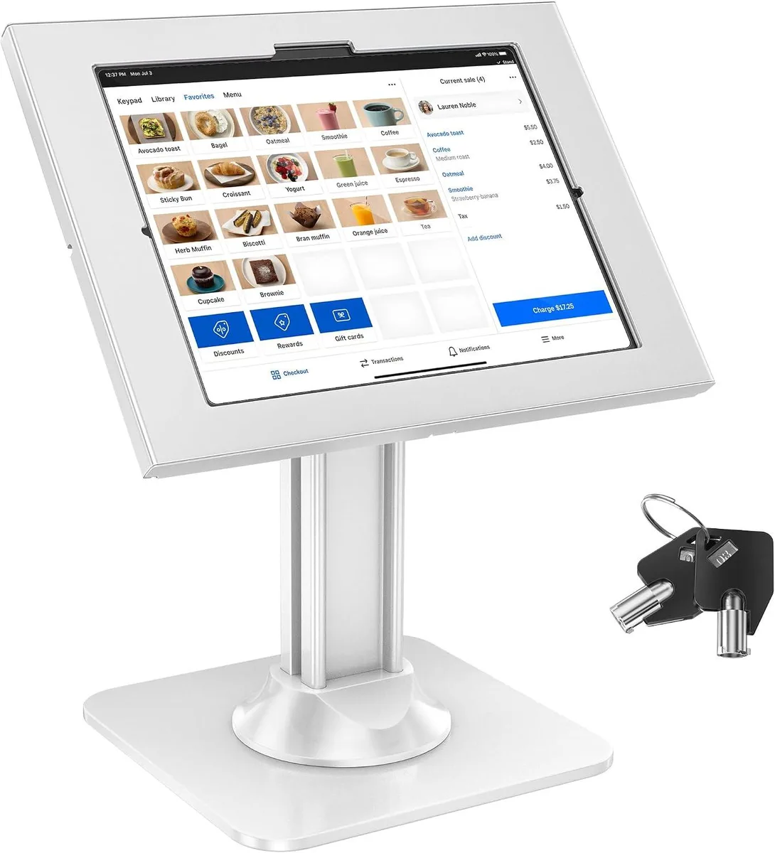 MCHOSE MCHOSE Anti-Theft Tablet Kiosk Stand 12.9 12.4 360° 75° White — product photo