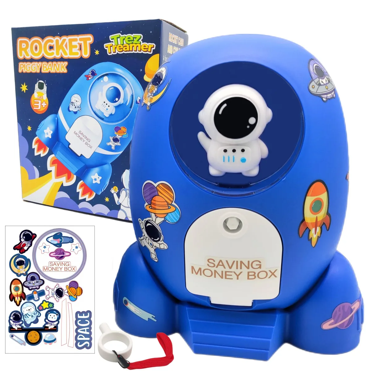 Rocket Ship Piggy Bank Blue — product photo