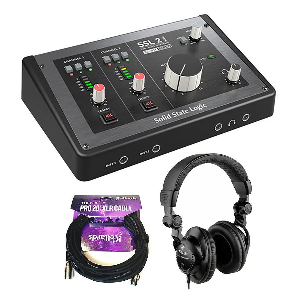 Solid State Logic Solid State Logic SSL 2 MKII audio mixer bundle with headphones and cable — product photo