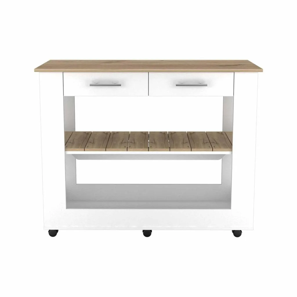 FM FURNITURE FM FURNITURE Brooklyn 46 Kitchen Island Two Shelves Two Drawers — product photo