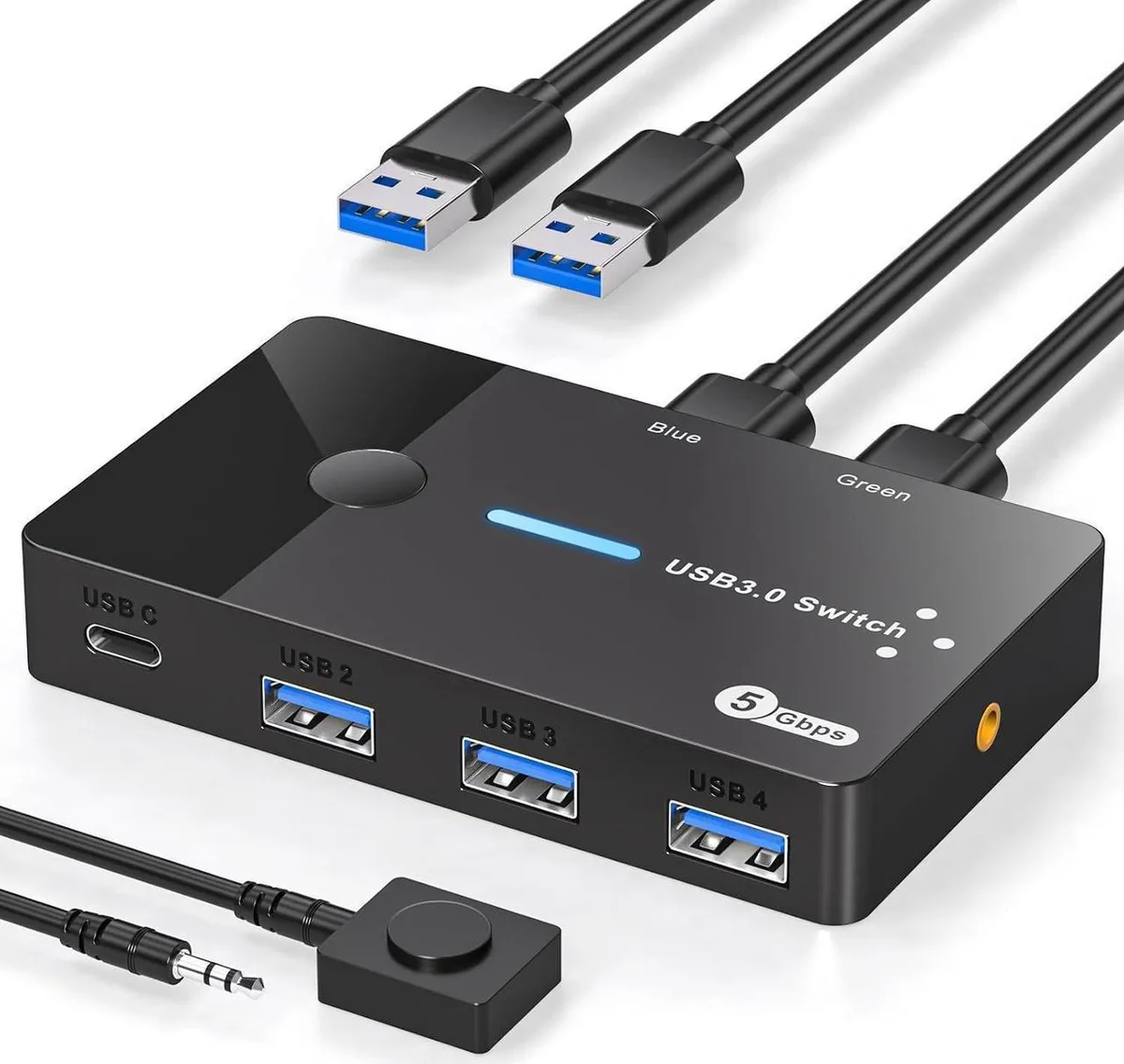 Vszerda Vszerda USB 3.0 KVM Switch 2 Computers 4 Ports USB-C Desktop Controller — product photo
