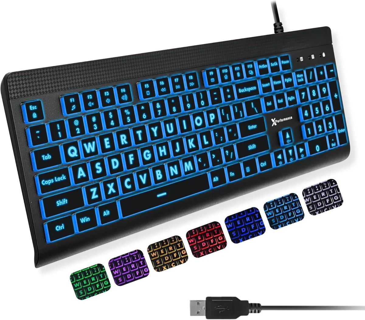 usbroway usbroway X9 Large Print Backlit Gaming Keyboard 107-key 12 shortcuts — product photo