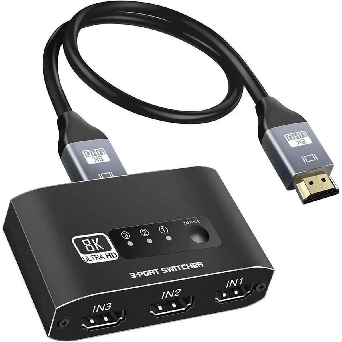 SMUGDESK SMUGDESK HDMI 2.1 Switch 3x1 48Gbps 8K@60Hz 4K@120Hz Aluminum — product photo