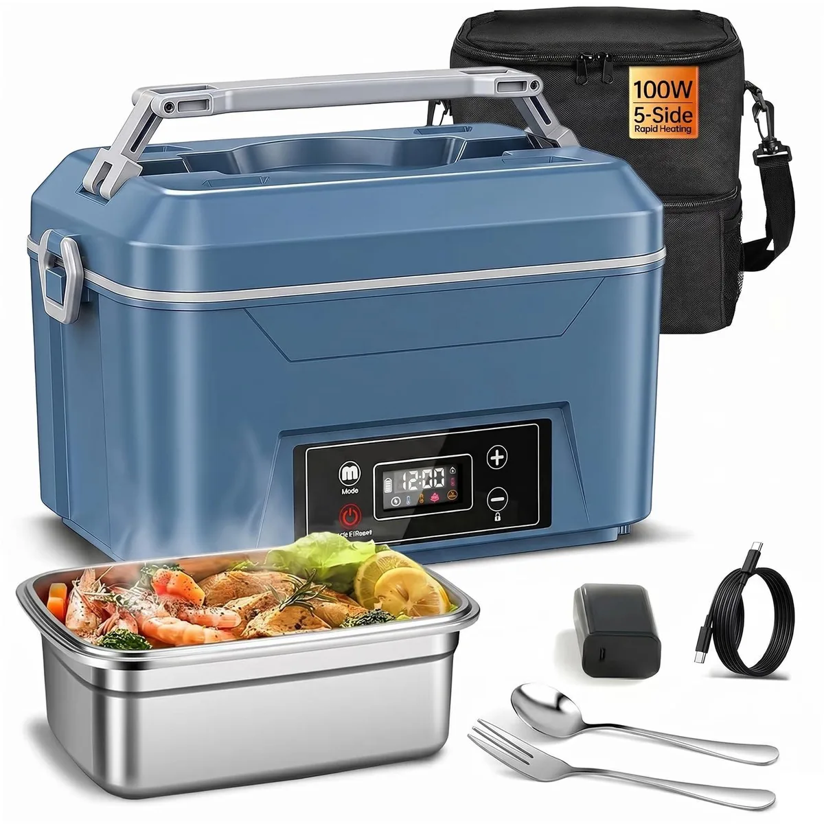 DNBeffulgent DNBeffulgent 5.5 Cups Thermo Pot Blue 24000mAh Cordless 5-Sided Heating — product photo