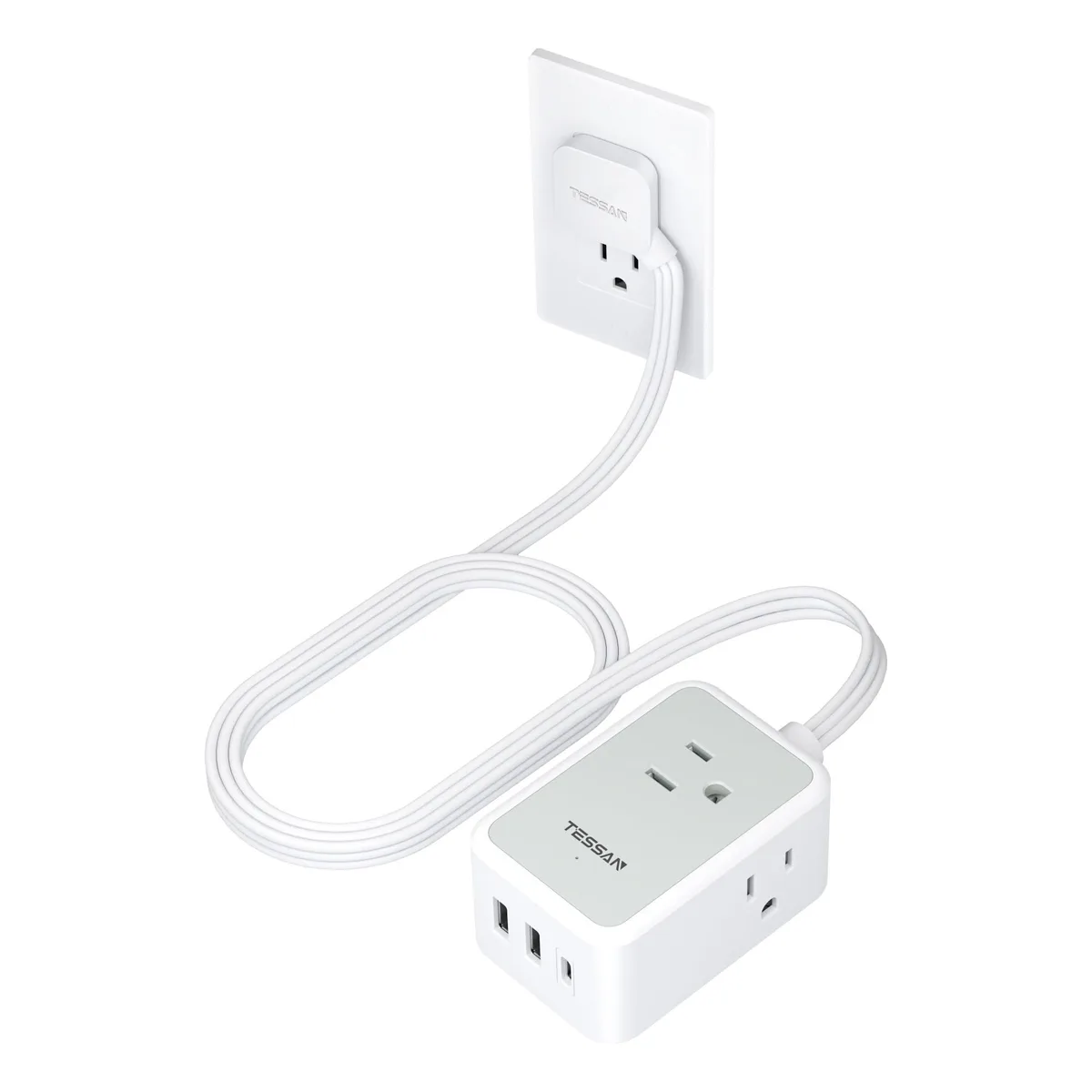  Tripp Lite TS-1021-C Power Extension Cord 5 ft 3 USB Ports Blue — product photo