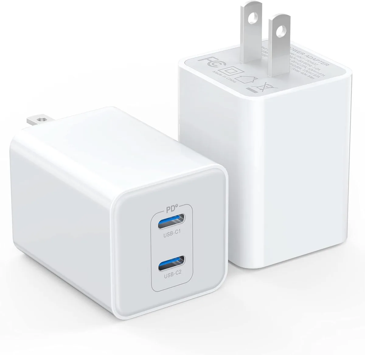 ONITOON ONITOON 40W Dual USB-C PD 3.0 Wall Charger 2-Pack White — product photo