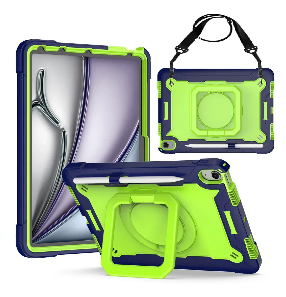 anicestore anicestore A3266 laptop case 11 inch 360 rotate stand shoulder strap blue green — product photo