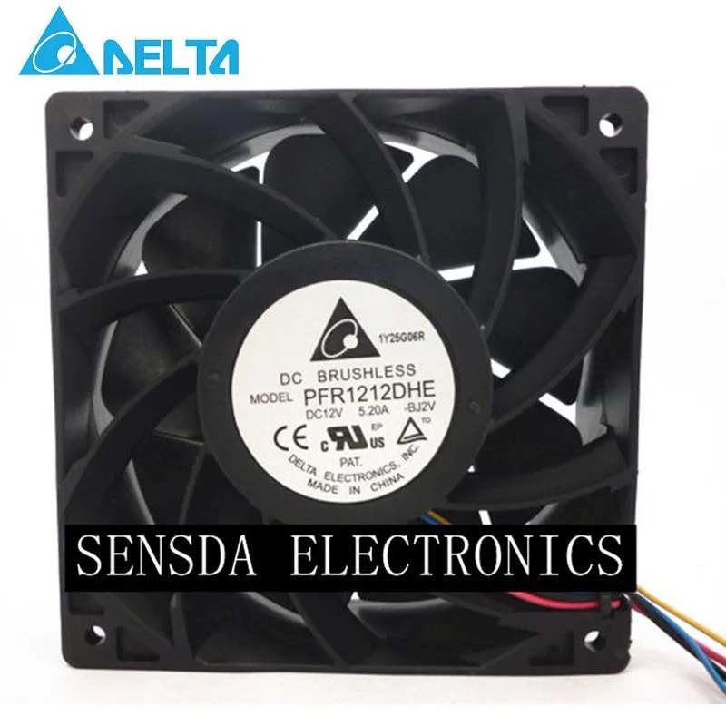 SXDOOL SXDOOL PFR1212DHE 120×120×38 mm 12 V 5.2 A 7400 RPM 254 CFM 68.5 dB 4-pin case fan — product photo