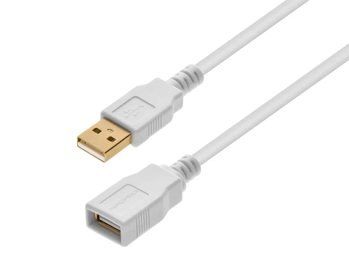 Monoprice Inc. Monoprice 143643 USB 2.0 A Male to A Female Extension Cable White 3ft — product photo
