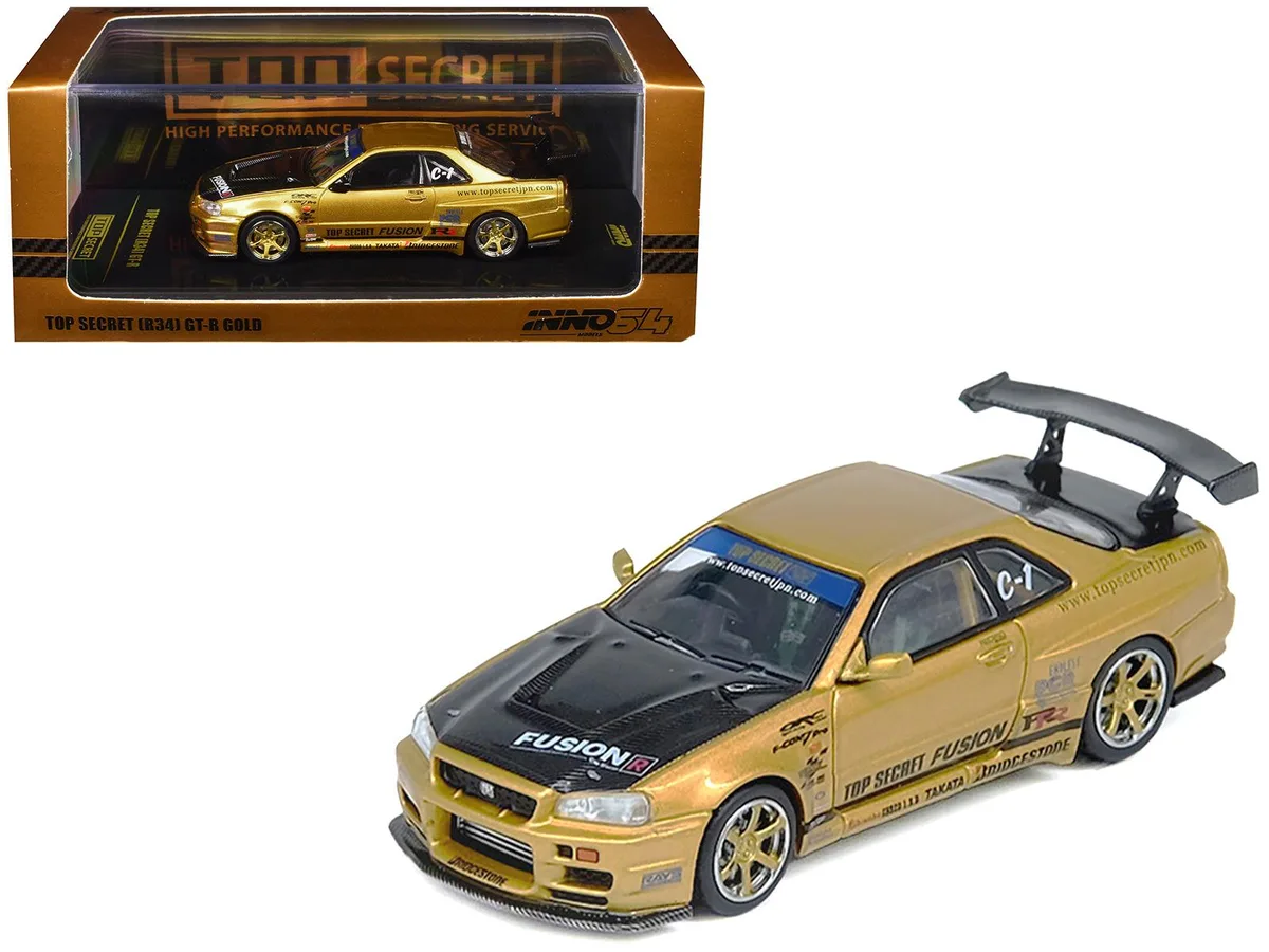 Inno Models Inno Models Nissan Skyline GT-R R34 Top Secret Gold Carbon 1/64 Diecast — product photo