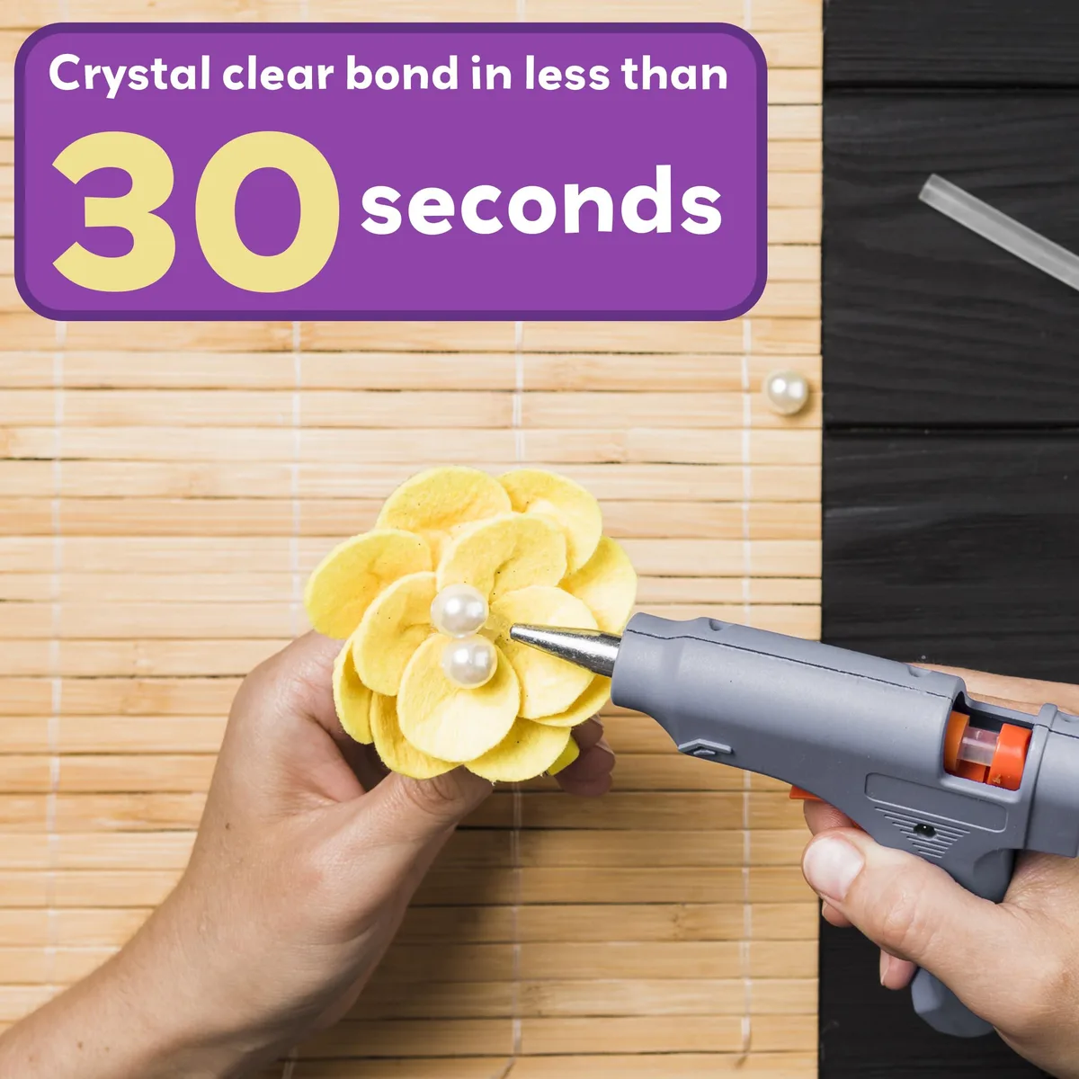 Clear mini hot-glue sticks in a rectangular pack of 50