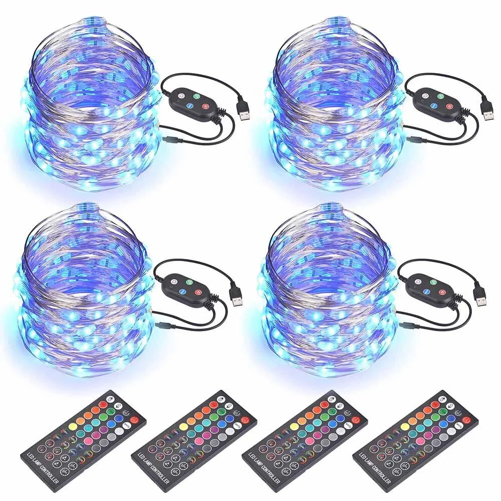 Yescom USA, Inc. Yescom USA, Inc. 4 Packs 33FT LED String Lights 100 LED RGB 20 Colors Remote Bluetooth IP65 — product photo