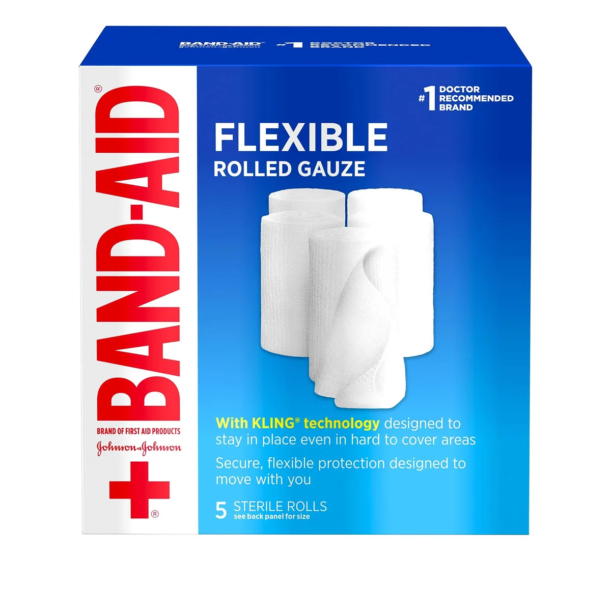  Band-Aid JJ-2382 Flexible Sterile Rolled Gauze Dressing 3 in × 2.1 yd 5 ct — product photo