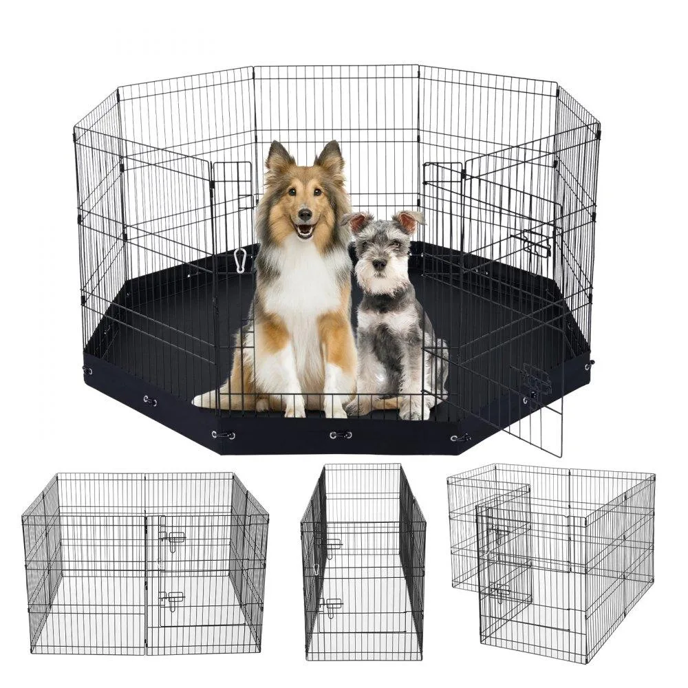 VEVOR VEVOR Dog Playpen 8 Panels Foldable Metal 30"H with Bottom Pad — product photo