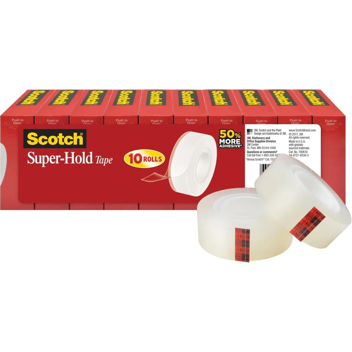 3M 3M 700K10 Scotch Super-Hold Invisible Tape Clear 10 Pack 0.75" 83.33 ft — product photo