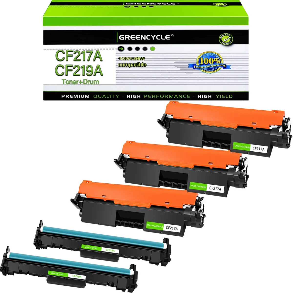GREENCYCLE GREENCYCLE 3×17A CF217A Toner + 2×19A CF219A Drum Unit — product photo
