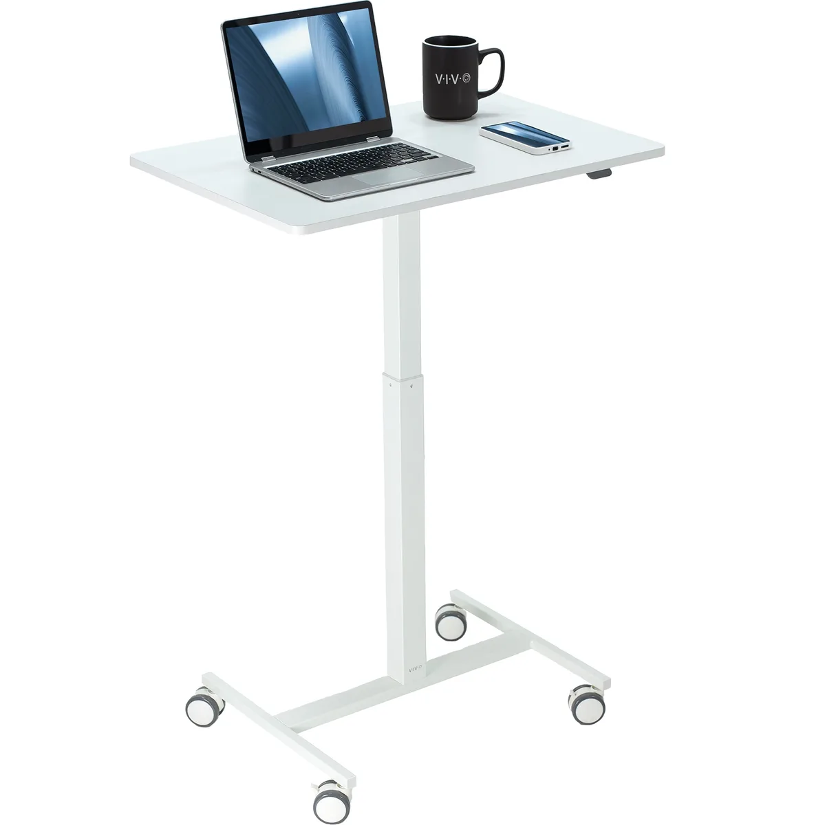 VIVO VIVO White 28" Pneumatic Mobile Workstation Cart 28.5-44.4" Office Furniture — product photo