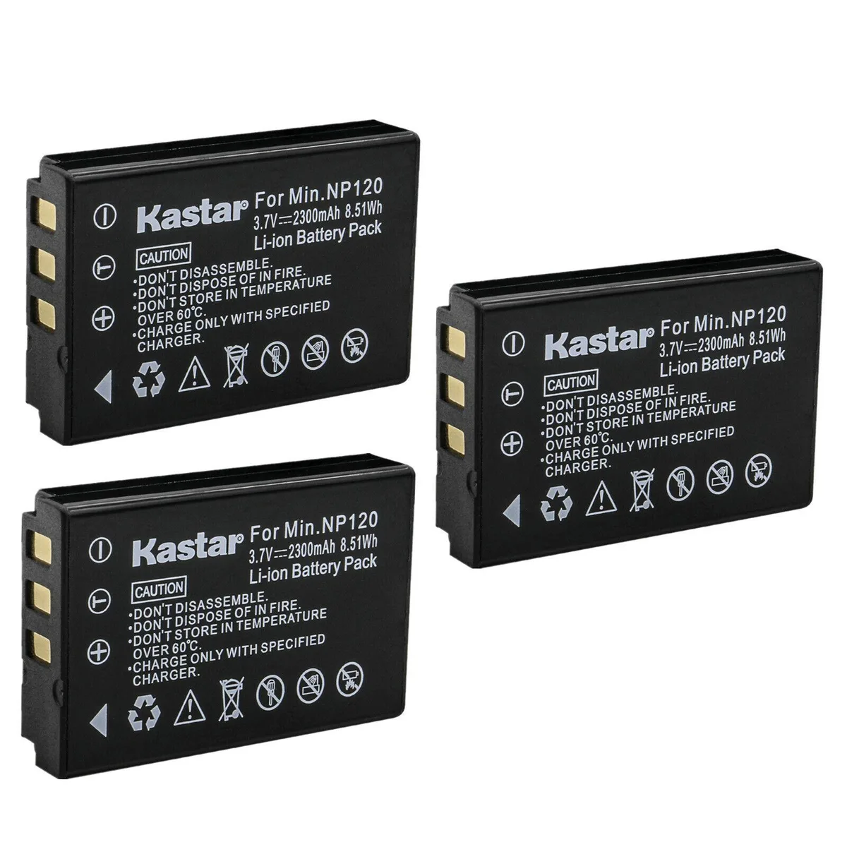Kastar Kastar NP-120 3-Pack Li-Ion 2300mAh Camera Battery — product photo