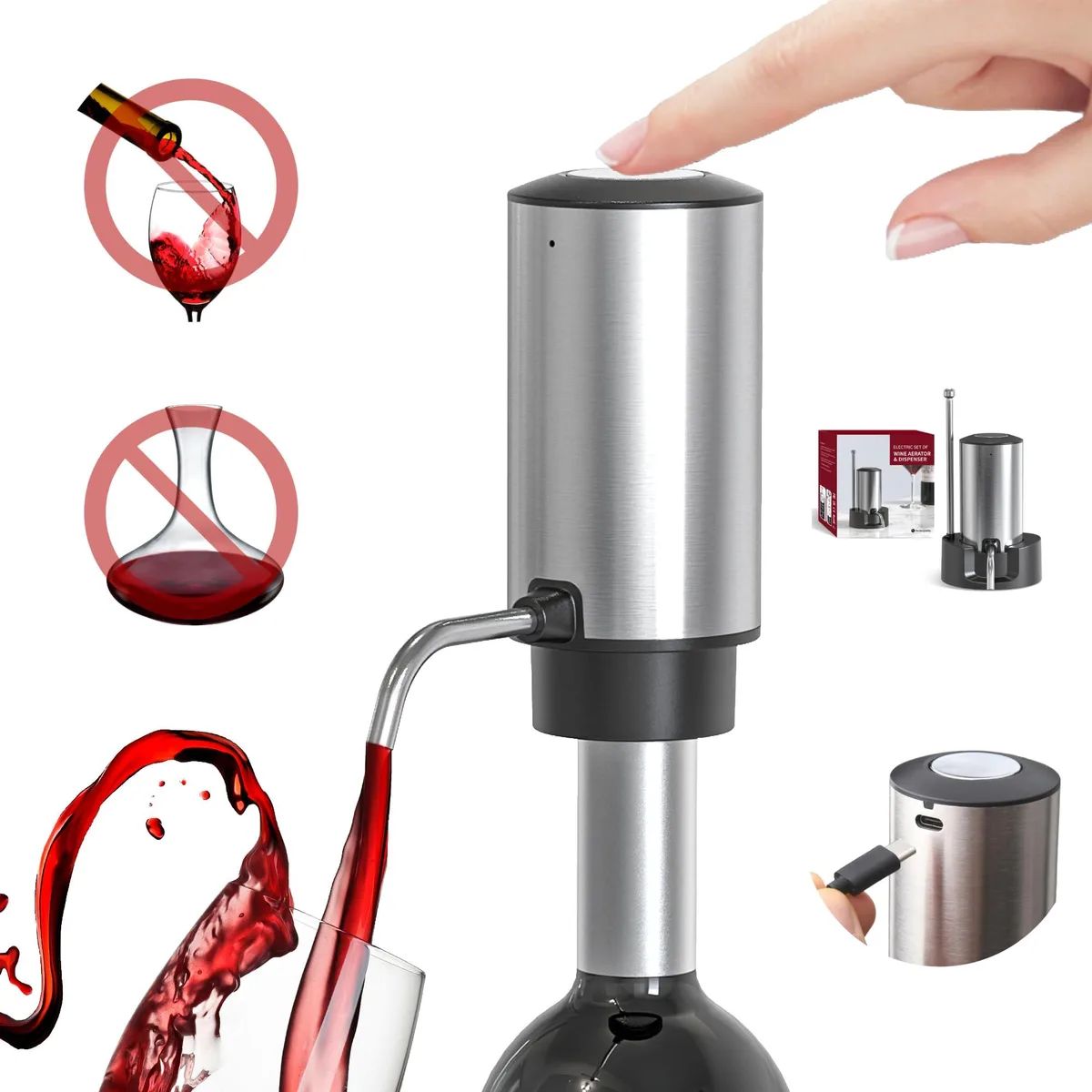  MAXI-MATIC Electric Wine Aerator Dispenser White 35 bottles 372g — product photo