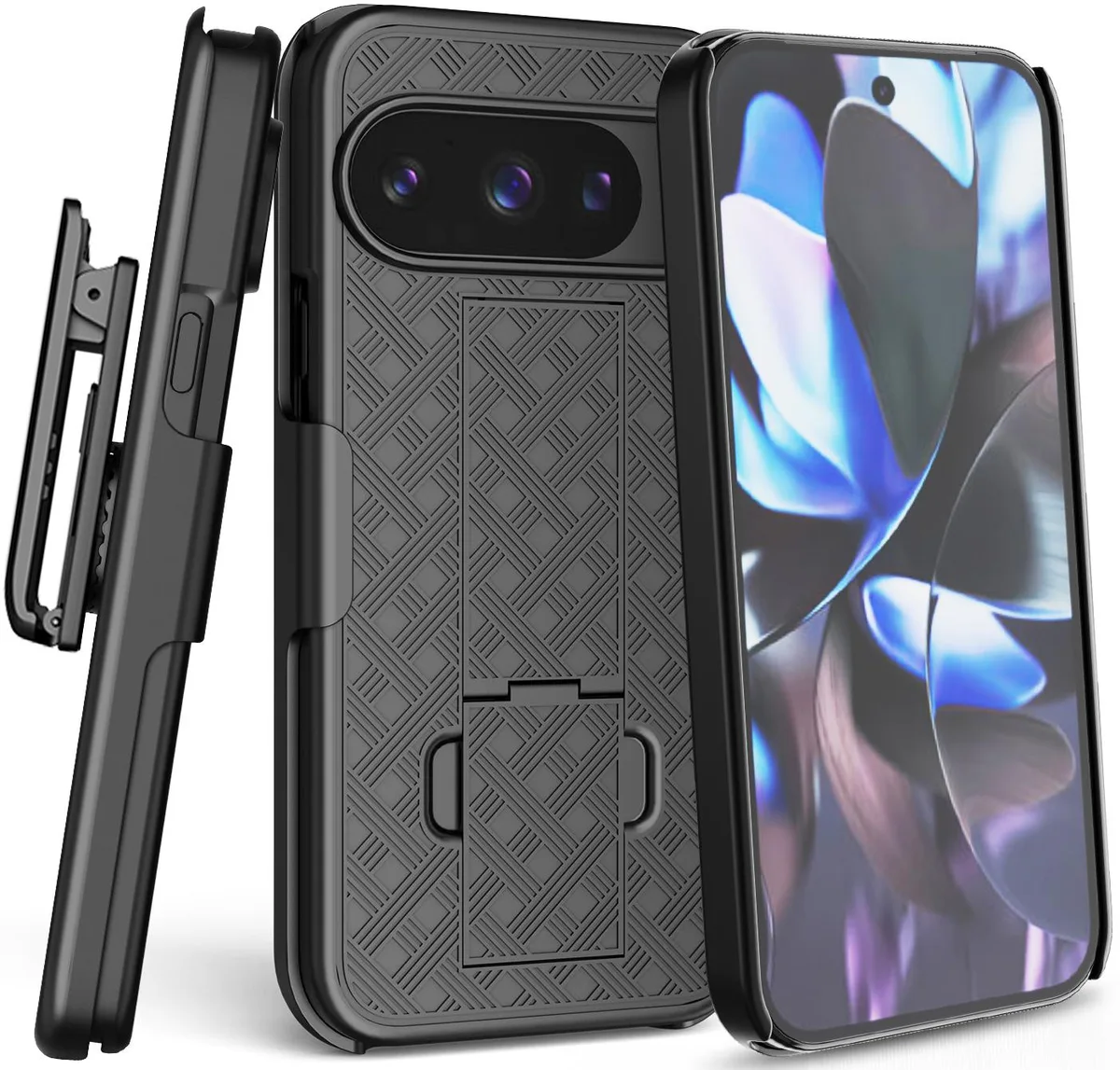 Nakedcellphone Nakedcellphone Slim Hard Case Stand Belt Clip Holster for Pixel 10 / Pixel 10 Pro - Black — product photo