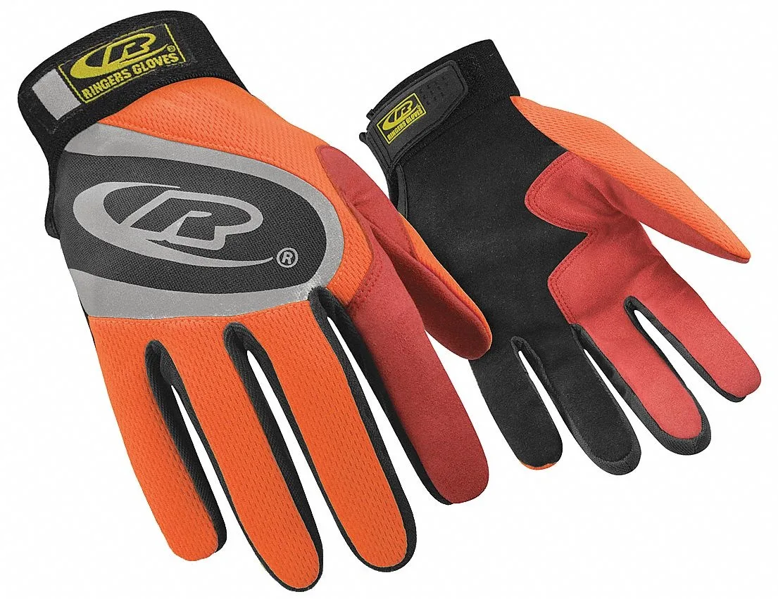 RINGERS GLOVES RINGERS GLOVES 136-11 Mechanics Gloves XL Orange Reinforced Split Palm Mesh personal protective equipment — product photo