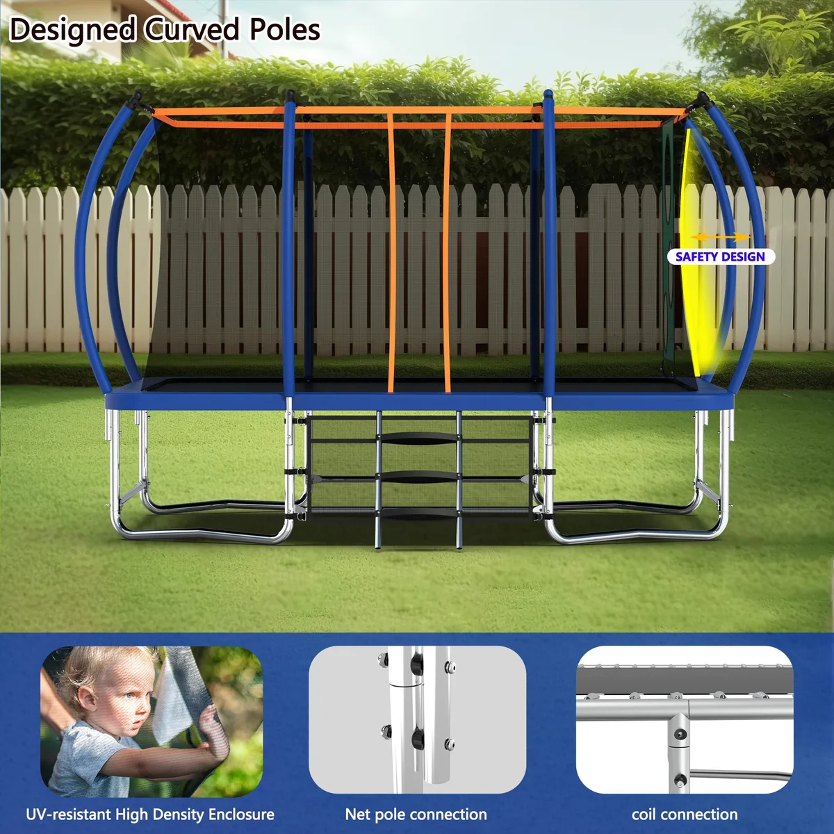 MERSCO MERSCO 8x14FT Rectangle Trampoline Green Football Bag Enclosure Net outdoor toy — product photo