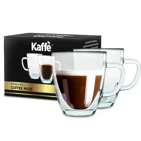 Kaffe Kaffe KF4042 16oz Double-Wall Borosilicate Glass Coffee Mugs — product photo