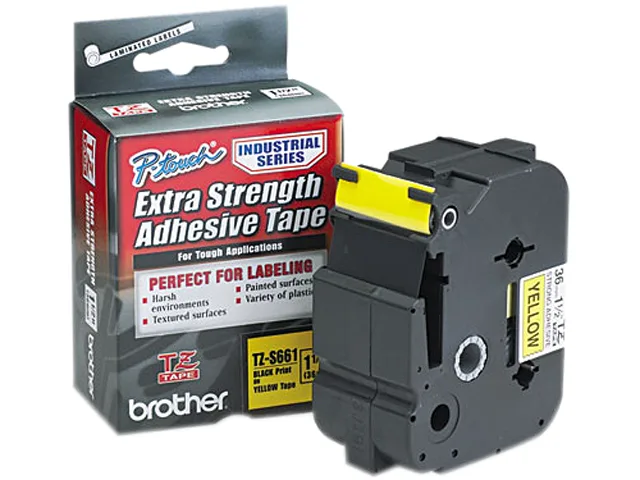 Brother Brother TZES661 1.5in 36mm Black on Yellow Extra Strength Tape — product photo
