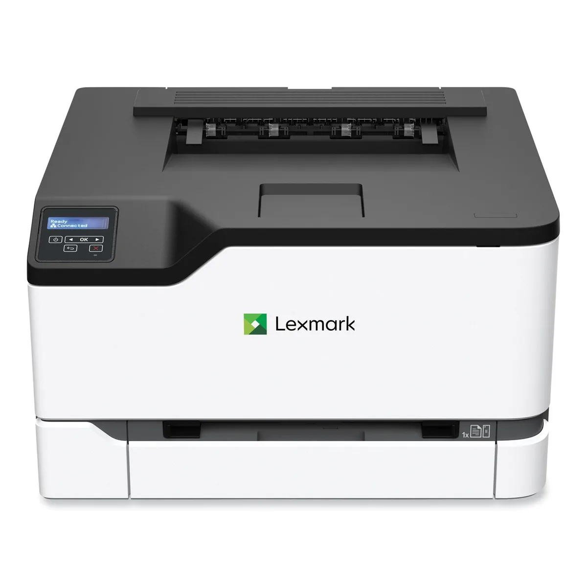 Lexmark CS331dw colour laser printer, white boxy shape, front paper tray visible